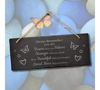 Stukk Always Remember You are Brave Laser Gift Hanging Sign, Natural Engraved Slate Stone Plaque, 30x12cm