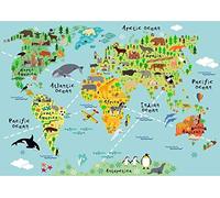 Stukk Animal World Map Kids School Geography Bedroom Poster - A4 (210 x 297mm), white