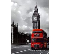 Stukk Big Ben London Red Bus Wall Art Poster - A4 (210 x 297mm), white