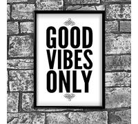 Stukk Good Vibes Only Feel Good Positivity Motivational Quote Poster Print Art Wall - A5 (148 x 210mm)