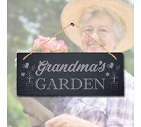 Stukk Grandma's Garden Love Laser Hanging Grandparents Sign, Natural Engraved Slate Stone Plaque, 30x12cm