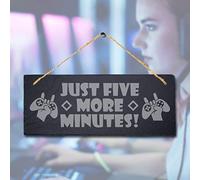 Stukk Hanging Slate Sign, Just Five More Minutes, 30x12cm
