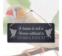 Stukk Home Without Bird Cockatiel Crested Chines Hwamei Hanging Canary Java Sparrow Sign (Zebra Finch), Natural Engraved Slate Stone Plaque, 30x12cm (Large)