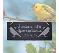 Stukk Home Without Bird Cockatiel Crested Chines Hwamei Hanging Zebra Finch Java Sparrow Sign (Canary), Natural Engraved Slate Stone Plaque, 30x12cm (Large)