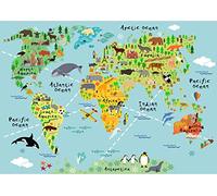 Stukk Kids Animal Map Of The World Educational Poster - A3 (297 x 420mm), white