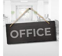 Stukk Laser Hanging Indoor Home Office Decor Sign, Natural Engraved Slate Stone Plaque, 30x12cm
