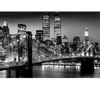 Stukk New York Manhattan Night Time City Black Poster - A4 (210 x 297mm),white