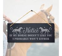 Stukk Notice If My Horse Does Not Like Laser Hanging Shed Sign, Natural Engraved Slate Stone Plaque, 30x12cm