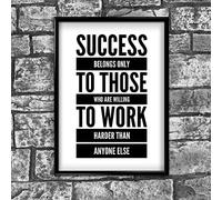 Stukk Success Work Hard Achieve Positive Motivational Quote Poster Wall Art - A4 (210 x 297mm)