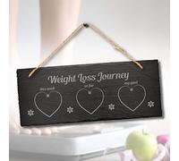 Stukk Weight Loss Journey Counter Tracker Laser Hanging Chalk, Natural Engraved Slate Stone Plaque, 30x12cm