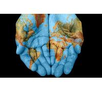 Stukk World Map Hands Religion Peace Poster - A4 (210 x 297mm)