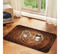 Stump of Oak Tree Patterned Pet Feeding Mat with Water-Absorbing PU Top & Rubber Base - Anti-Slip Dog Cat Food Mat for Cats, Dogs & Pets, 30x45cm