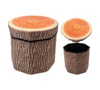 Stump Storage Stool Cushioned Lid Woodland Themed Foldable 30Cm X 30Cm Brown X 1
