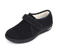 STUNAHOME Extra Wide Fit Shoes for Swollen Feet Womens with 3 Pairs Removable Insoles, Easy Close Adjustable Unisex Diabetic Shoes Pressure-Free Lightweight Walking Shoes for Elderly Black