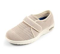 STUNAHOME Extra Wide Fit Shoes for Swollen Feet Womens with 3 Pairs Removable Insoles, Easy Close Adjustable Unisex Diabetic Shoes Pressure-Free Lightweight Walking Shoes for Elderly Beige