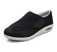 STUNAHOME Extra Wide Width Shoes Women Men Orthopedic Diabetic Shoes with Memory Foam Adjustable Walking Shoes for Elderly Arthritis Edema Swollen Feet Thumb Valgus Black