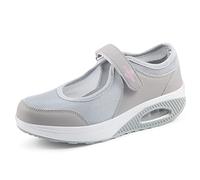 STUNAHOME Women Mary Jane Sneakers Breathable Mesh Air Cushion Comfortable Lightweight Casual Walking Shoes Gray