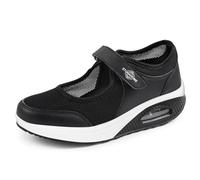 STUNAHOME Womens Orthopedic Air Cushion Shoes Casual Mesh Comfortable Working Nurse Shoes Lightweight Platform Mary Jane Sneakers Breathable Walking Running Trainers，Black
