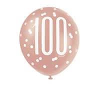 Stunning 100th Rose Gold Latex Balloons (30cm) - Perfect for Birthday, Annivesaries & Milestones Celebrations - 6ct