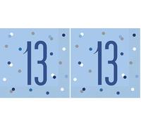 Stunning 13th Glitz Blue & Silver Luncheon Napkins (16cm) - Dazzling Addition for Parties, Events & Elegant Table Decor - 16ct (Pack of 2)