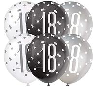 Stunning 18 th Birthday Black Glitz Latex Balloons (30cm) - Perfect for Memorable Milestone Party Decor - 6ct