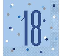 Stunning 18th Glitz Blue & Silver Luncheon Napkins (16cm) - Dazzling Addition for Parties, Events & Elegant Table Decor - 16ct