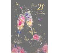 Stunning 21st Birthday Greeting Card - From The Grace Range - Gold Foil and Glitter Finish and Gold Envelope