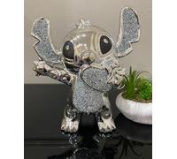 Stunning 30cm Large Bling Crushed Diamond Silver Standing Stitch With Heart Ornament For Home Decor And Room Decor Best For Gifts