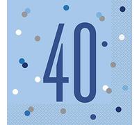Stunning 40th Glitz Blue & Silver Luncheon Napkins (16cm) - Dazzling Addition for Parties, Events & Elegant Table Decor - 16ct