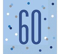 Stunning 60th Glitz Blue & Silver Luncheon Napkins (16cm) - Dazzling Addition for Parties, Events & Elegant Table Decor - 16ct