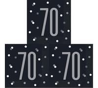 Stunning 70th Glitz Black & Silver Luncheon Napkins - Chic & Elegant Party Essential - Perfect for Special Occasions - 16ct (Pack of 3)
