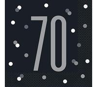Stunning 70th Glitz Black & Silver Luncheon Napkins - Chic & Elegant Party Essential - Perfect for Special Occasions - 16ct
