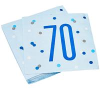 Stunning 70th Glitz Blue & Silver Luncheon Napkins (16cm) - Dazzling Addition for Parties, Events & Elegant Table Decor - 16ct