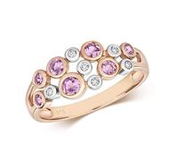 Stunning 9ct Rose Gold Ladies Diamond Ring Brilliant Cut 0.06 Carat H-I - I1 with Pink Sapphire WJS29712RSK