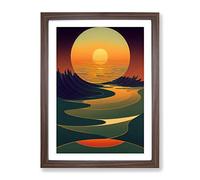 Stunning Abstract Sunset Framed Print | A3 Walnut Framed Wall Art | Ready to Hang | Abstract Landscape Picture | Living Room Bedroom Lounge Office