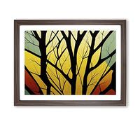Stunning Abstract Tree Forest Framed Print | A2 Walnut Framed Wall Art | Ready to Hang | Abstract Floral Picture | Living Room Bedroom Lounge Office