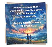Stunning Anniversary Card For Partner - I'm The Luckiest Person On Earth - Beautiful Landscape Scene - Anniversary Card For Husband, Wife, Girlfriend, Boyfriend