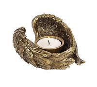 Stunning Antique Gold Resin Angel Wing Tealight Candle Holder - 5cm x 11cm (1 Pc.) - Unique Heavenly Design, Durable Material - Great Home & Office Decor
