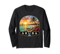Stunning Aruba Beach Sunset Tropical Design Long Sleeve T-Shirt
