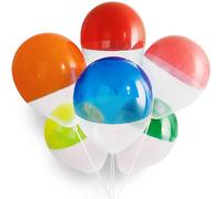 Stunning Assorted Colors Two-Tone Dipped Rainbow Clear Latex Balloons (30cm) - Perfect for Parties & Events - 6ct