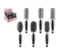 Stunning Assorted Designs Black/Silver Hairbrush - Elegant, Durable & Ergonomic Design, Perfect for Tangle-Free Hair Care Experience (1 Pc.)