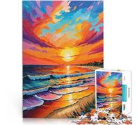 Stunning Beach SunsetJigsaws 1000 Pieces for Adults Brain intelligence challenge addictive toys Suitable for couples 38x26cm