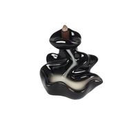 Stunning Black Ceramic River Backflow Incense Burner - 10cm x 12cm (1 Pc.) - Enhance Relaxation & Meditation - Ideal for Artistic Home Decor