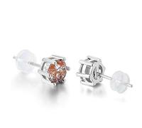 Stunning Black Obsidian,Daily Wear,925 Sterling Silver 18ct White Gold Plated Earring Stud Men Women,Jewelry Box Gift Choice (Rose Gold Rust Art Crystal)