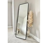 Stunning Black Rectangular Metal Frame Wall or Floor Standing Dressing Mirror 145cm x 45cm Downton Interiors Black XL