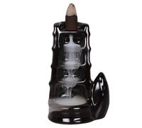 Ceramic Split Bamboo Fountain Backflow Incense Burner (Height) 12 cm - Black