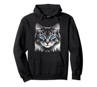 Stunning Blue-Eyed Cat Portrait Pullover Hoodie