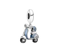 Stunning Blue Scooter and Helmet Mod Charm 925 Silver Compatible with Pandora Charms, Trollbeads, Chamilia, Biagi and Many Other UK Charm Bracelets.