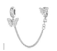 Stunning Butterfly Safety Chain, 925 Sterling Silver, Compatible with Pandora, Trollbeads, Chamilia and Biagi