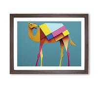 Stunning Camel Abstract Framed Print | A2 Walnut Framed Wall Art | Ready to Hang | Abstract Animal Picture | Living Room Bedroom Lounge Office